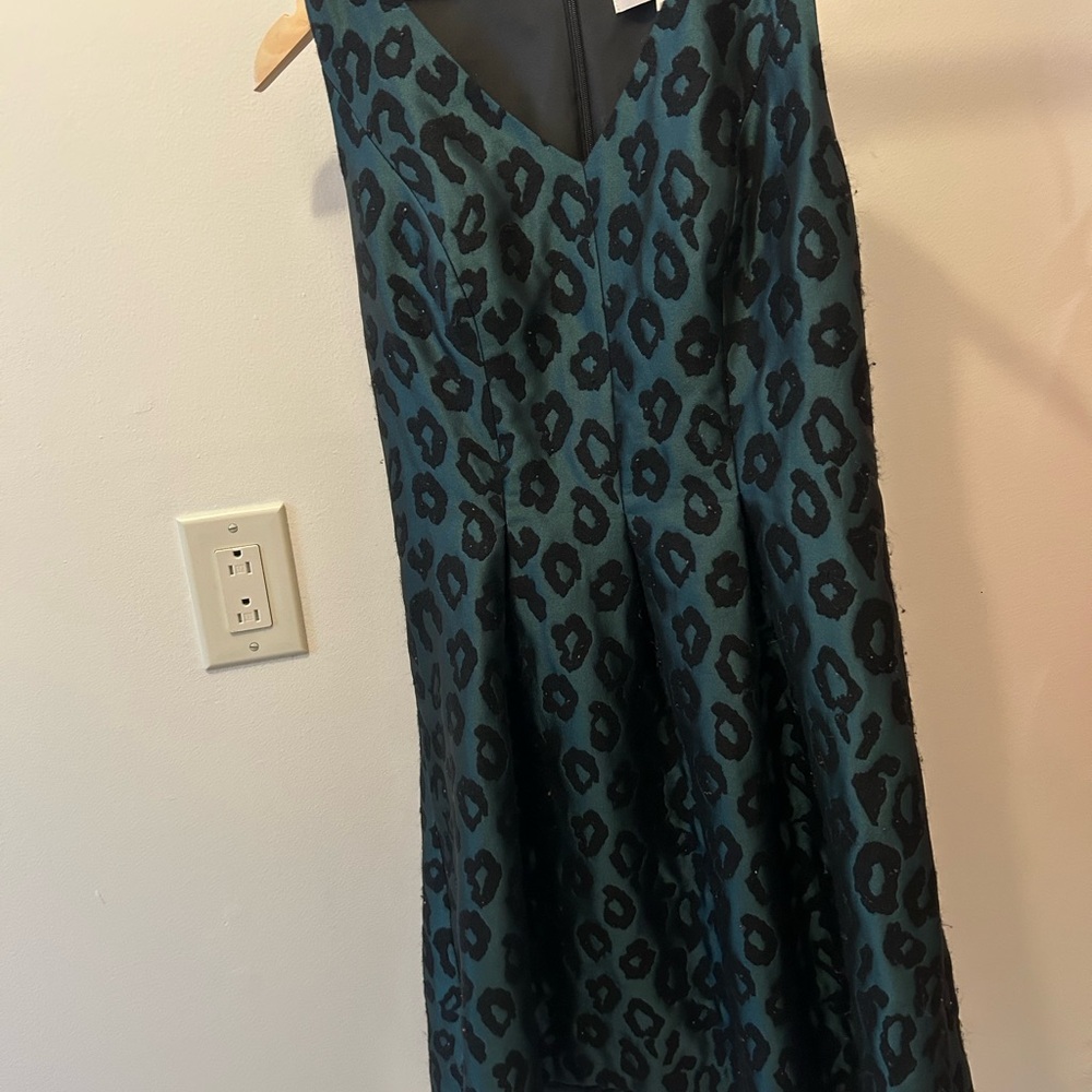 LOFT Black and Green Midi Dress